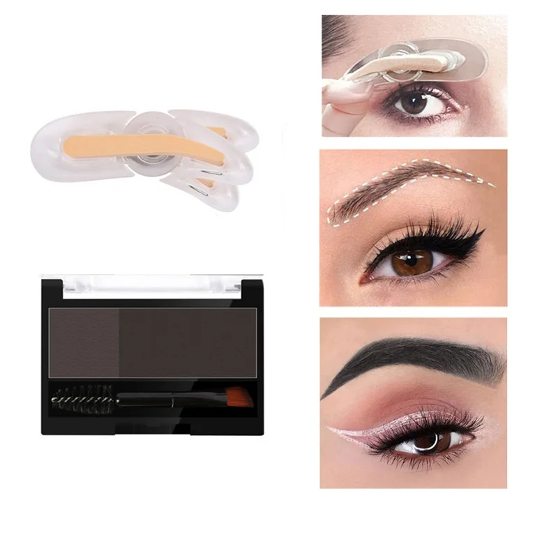 New Two-color Eyebrow Powder With Adjustable Eyebrow Stamp Eyebrow Brush Eyebrow Enhancers Powder Palette Makeup Waterproof New Two-color Eyebrow Powder With Adjustable Eyebrow Stamp Eyebrow Brush Eyebrow Enhancers Powder Palette Makeup Waterproof