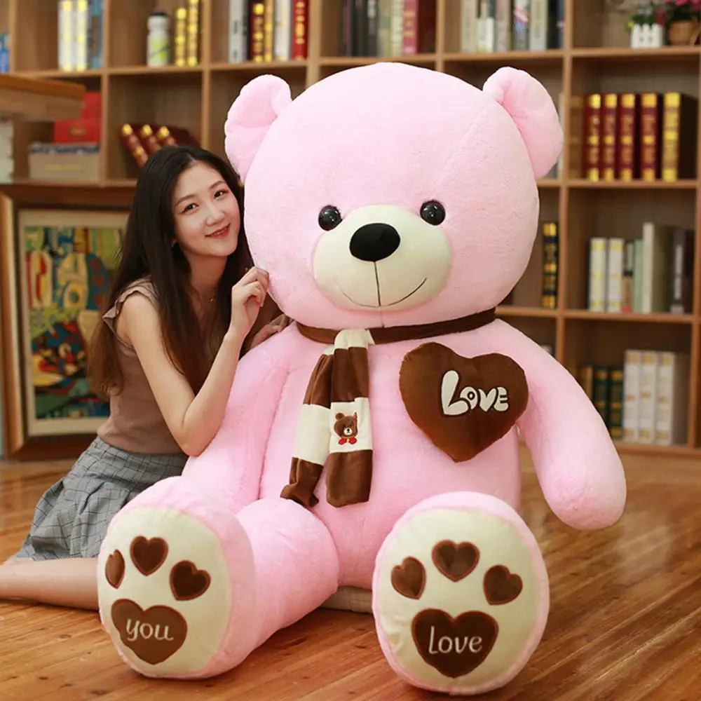  High Quality 80/100CM 4 Colors Teddy Bear With Scarf Stuffed Animals Bear Plush Toys Lovely Doll Ki