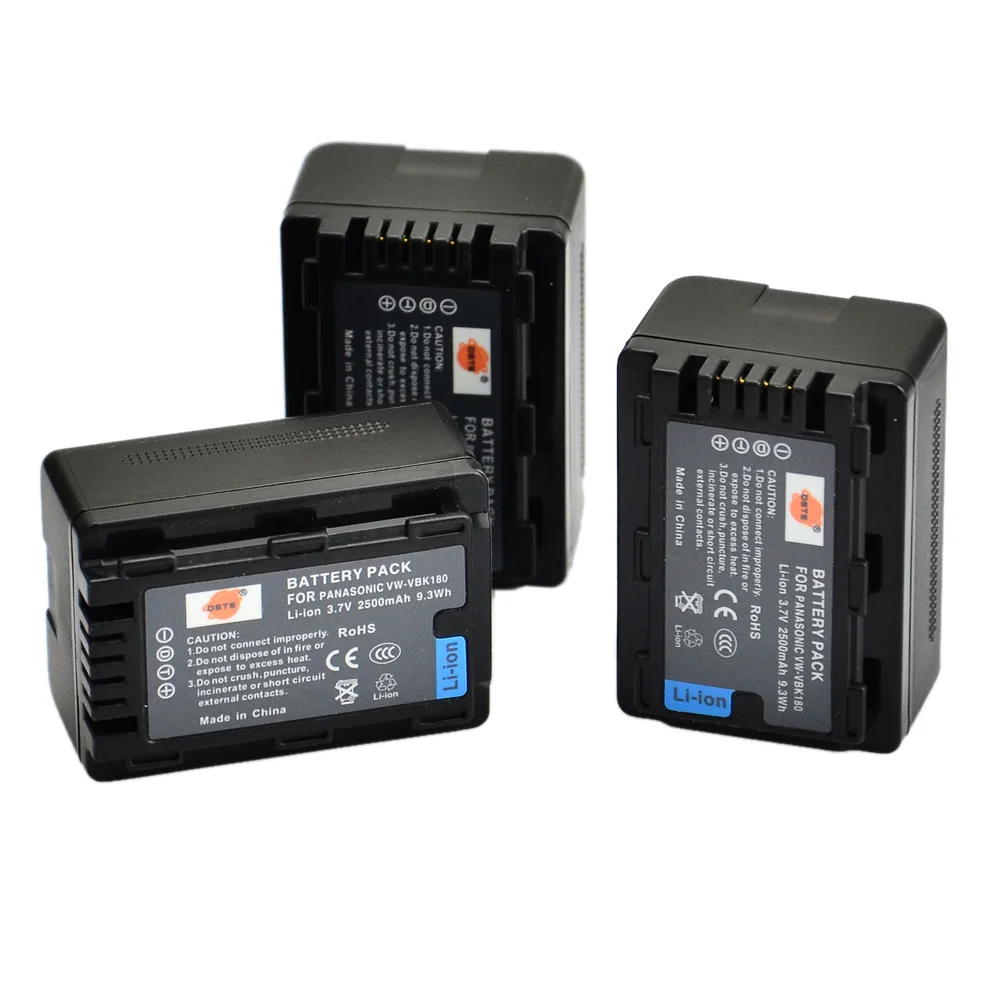 3 шт. 2500 мАч 3,7 V VW-VBK180 VBK180-V DSTE Камера Батарея для цифрового фотоаппарата Panasonic HC-V700MGK HC-V10GK HC-V100GK HC-V100MGK V500GK V500MGK