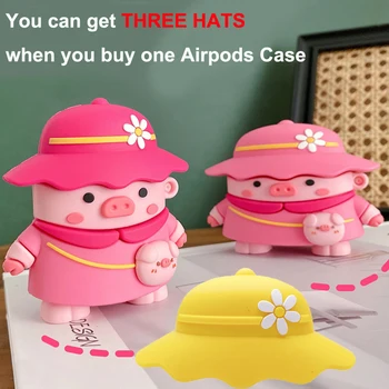 

Flower Hats Backpack Pig Earpods Case for Airpods Pro 3D Kawaii Cartoon Bluetooth Wireless Earphone Cover for Airpods 1 2 3 Box