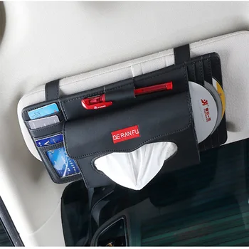 

Universal Leather Car Tissue Box Car Sun Visor Type CD Clip Tissue Holder Car Organizer Accessories Practical Tissue Boxes