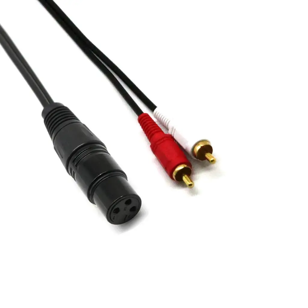 1ft XLR Female to 2 RCA Male Plated Audio Adapter Y Splitter Cable