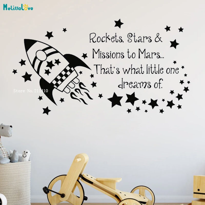 Space Quotes For Kids Rocket Stars Outer Space Quote Wall Sticker Nursery Kids Baby Bedroom  Lovely Design Art Removable Decor Yt2905|Wall Stickers| - Aliexpress