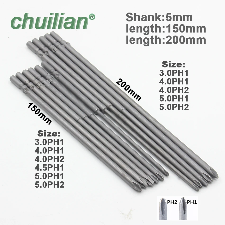 Shank 5mm 801 Magnetic Round Shank Phillips Cross Head Screwdriver Bit font b Set b font