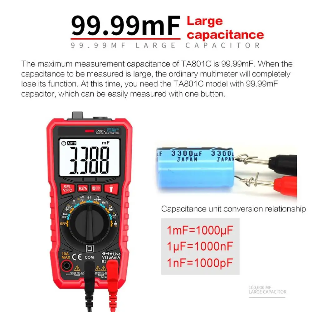 Карманный цифровой мультиметр True RMS AC/DC Вольтметр Амперметр Ом диод Устойчив емкость Fruquency NCV тестер непрерывности