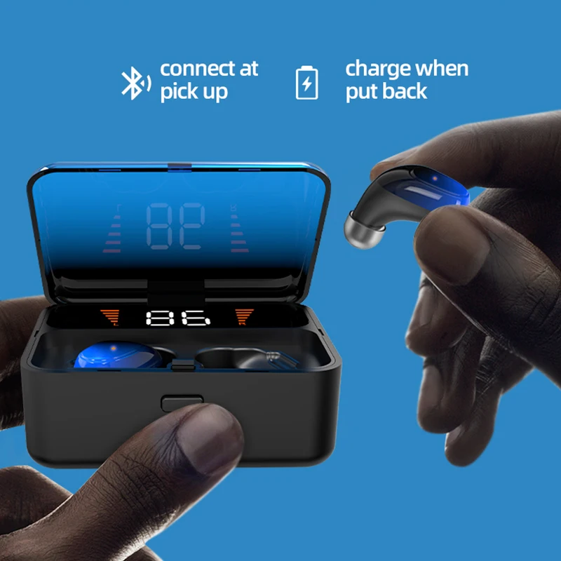 TOPK F13/ES01 TWS 5,0 Bluetooth наушники V5.0 портативный стерео беспроводной сенсорный наушник со спортивной басовой гарнитурой Светодиодный дисплей питания