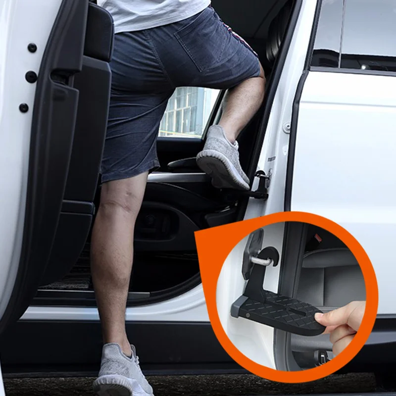 Foldable Car Door Step Auxiliary Pedal Foot Pegs Easy Latch Hook Safety Hammer Auto Rooftop Luggage Step Footrest for Jeep Cars car accessories car pedals car roof rack step