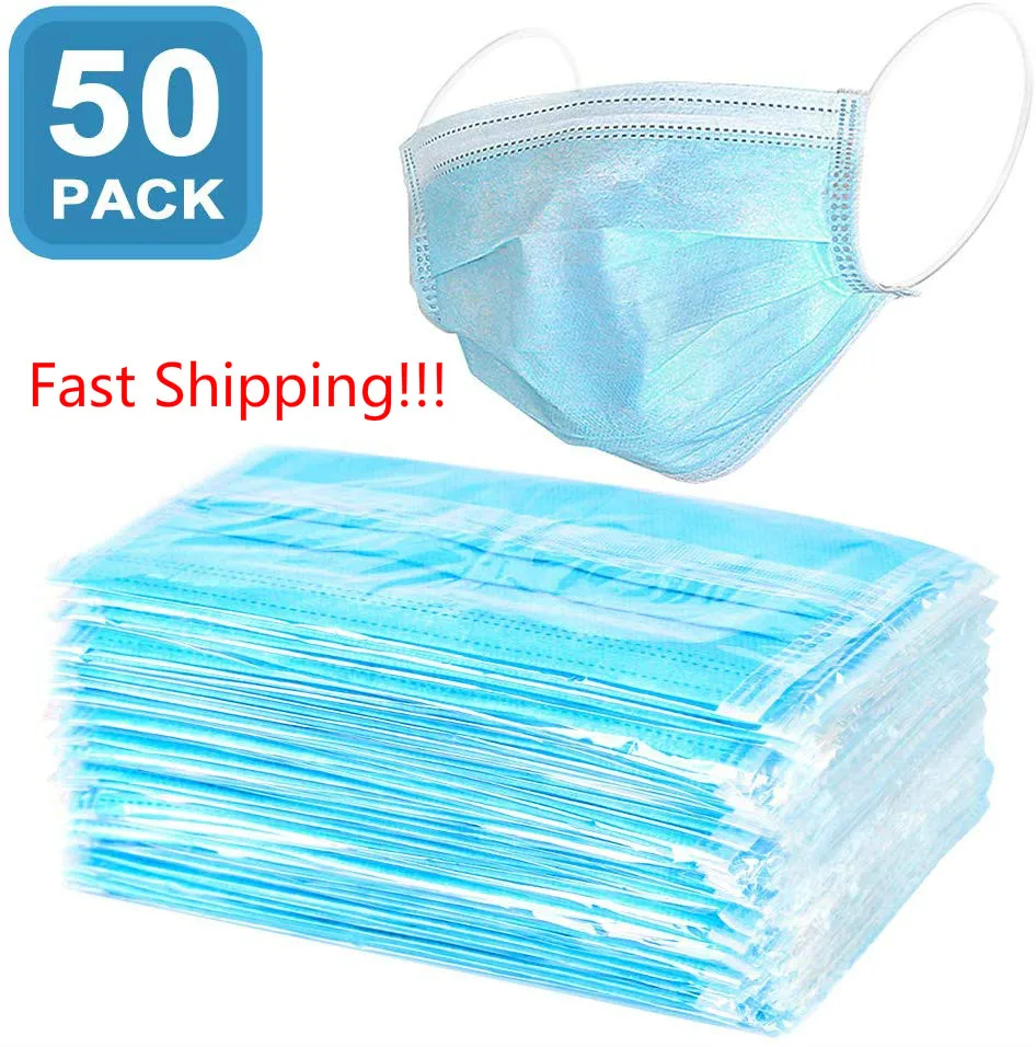 

Flu Mask Real stock Fast Shipping Count 3-Ply Disposable Face Mask FDA Approved Earloop Dust Mask for Doctor Cleaner