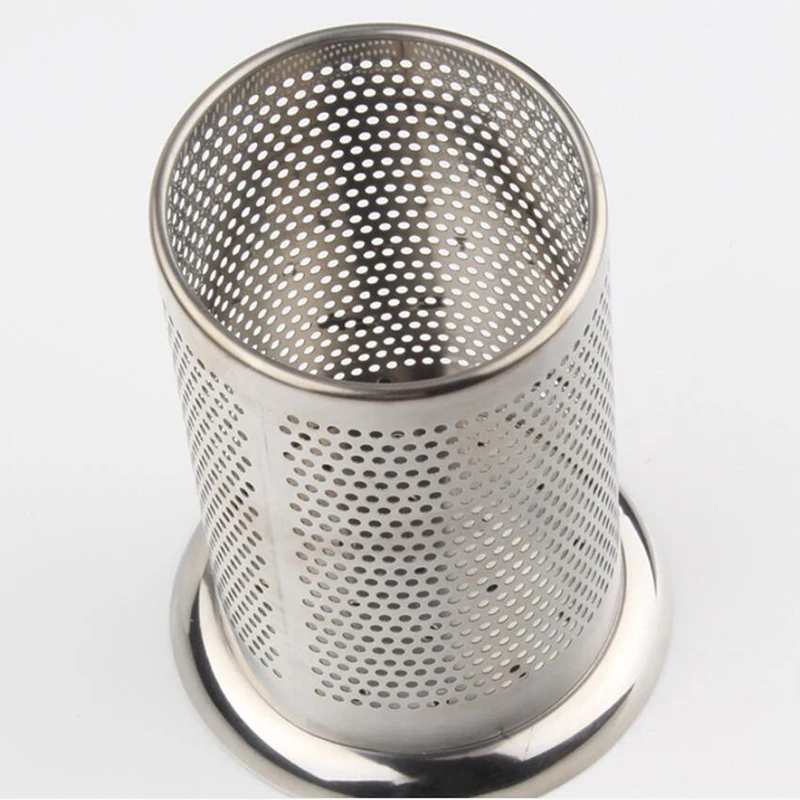 Kitchen Hollow Chopsticks Tube Stainless Steel Round Perforated Dense Hole Drain Chopsticks Tube Kitchenware Storage Gadgets