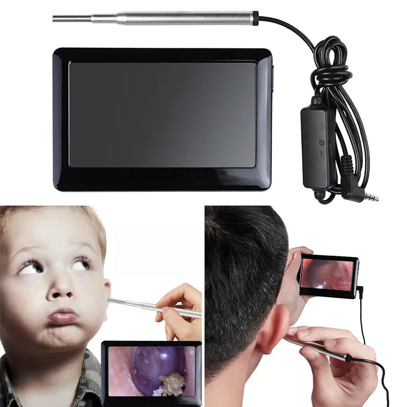 

Ear Spoon Borescope Endoscope Waterproof Real-Time Video 4.3 Inches 720P Photos Monitoring Inspection Microscope Practical