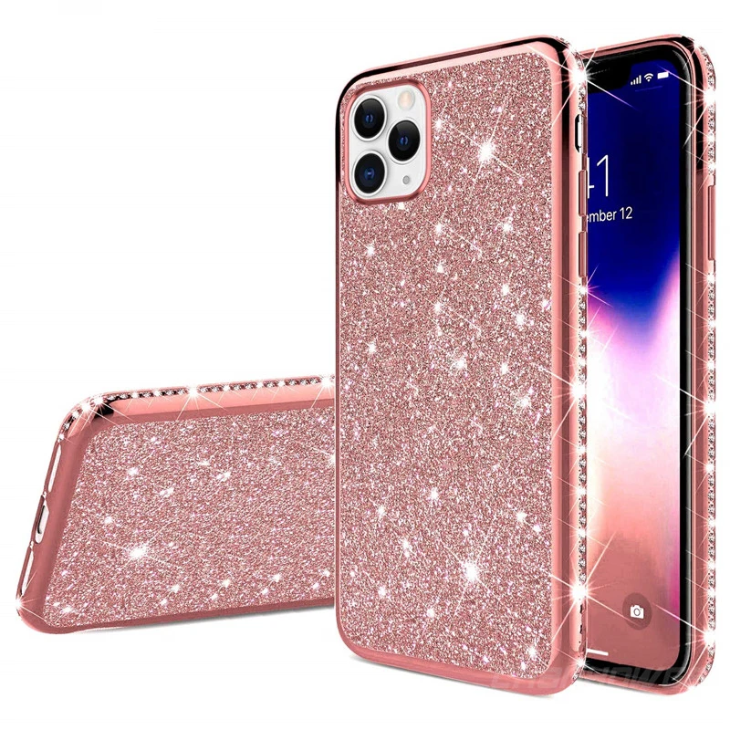 Роскошный силиконовый чехол со стразами для iPhone 11 Pro max XR XS MAX X чехлы iphone 6 6s 7 8 plus
