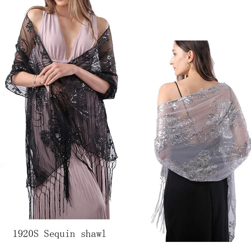 Luxury Sequin Shawls & Wraps for Party Dresses Women Scarf embroidery Wedding Cape bride dress shawl foulard femme ladies shawls
