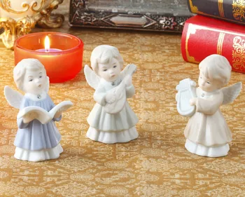 

LOVELY PORCELAIN MUSIC ANGEL BABY FIGURINE SET CERAMIC DECORATION GIFT AND CRAFT ORNAMENT ACCESSORIES EMBELLISHMENT FURNISHING