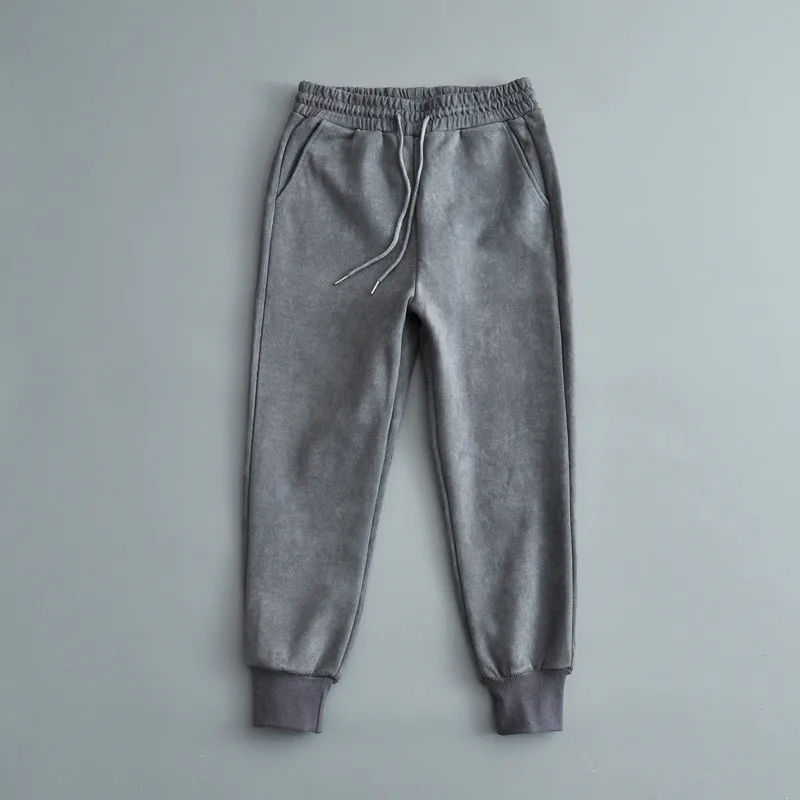 Зимние женские замшевые спортивные штаны, утепленные флисовые Теплые повседневные удобные спортивные брюки, растягивающиеся штаны для отдыха, брюки-Гарун, 5 цветов - Цвет: Gray
