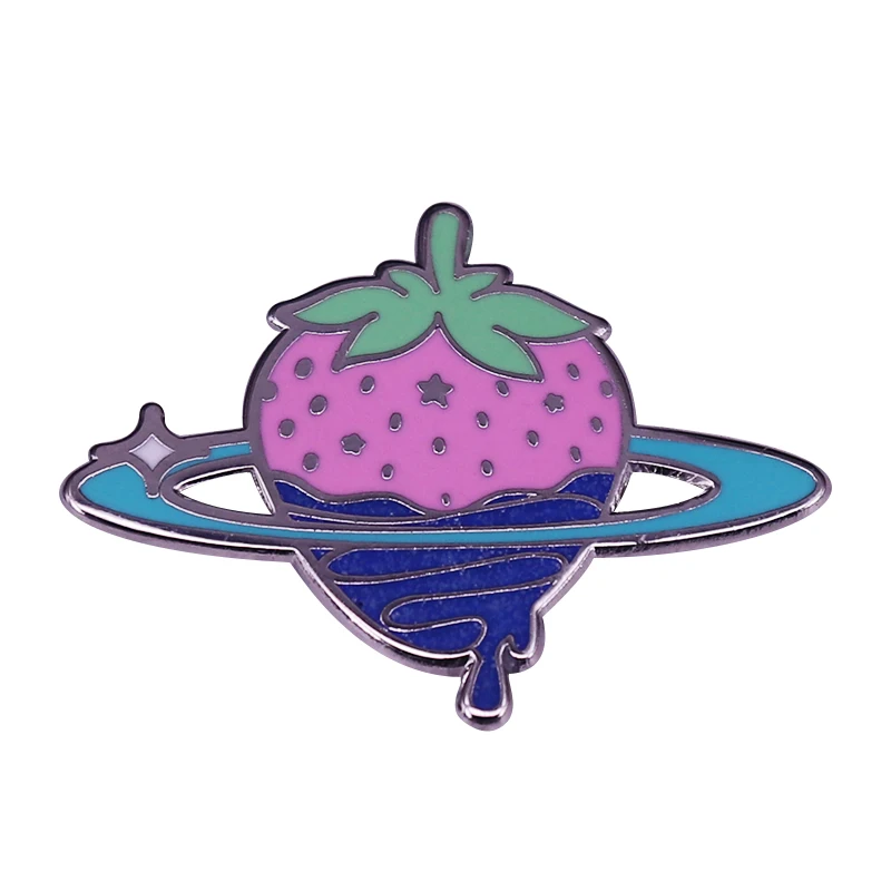 Star-dipped Berry Hard Enamel Pin Dessert Space Galaxy Lovers Funny Flair Addition.JPG