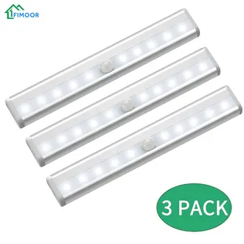 

3pcs Cabinet Light IR Infrared Motion Detector Sensor Closet Night Light Lamp 10LEDs Induction Wardrobe Step Lights Bar Lighting