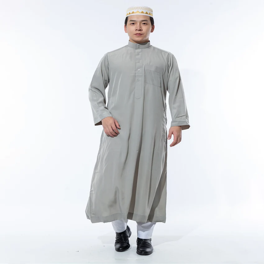 Fashion Men Robes Abaya Kaftan Muslim Dress Arabic Saudi Full Sleeve Gown Islamic Clothing Men Pakistan Jubba Thobe Plus Dubai - Image 4