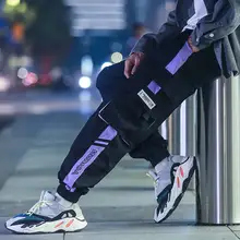 Мужские уличные брюки карго черные хип-хоп комбинезоны мужские модные спортивные штаны мешковатые штаны для бега повседневные Лоскутные брюки для мужчин