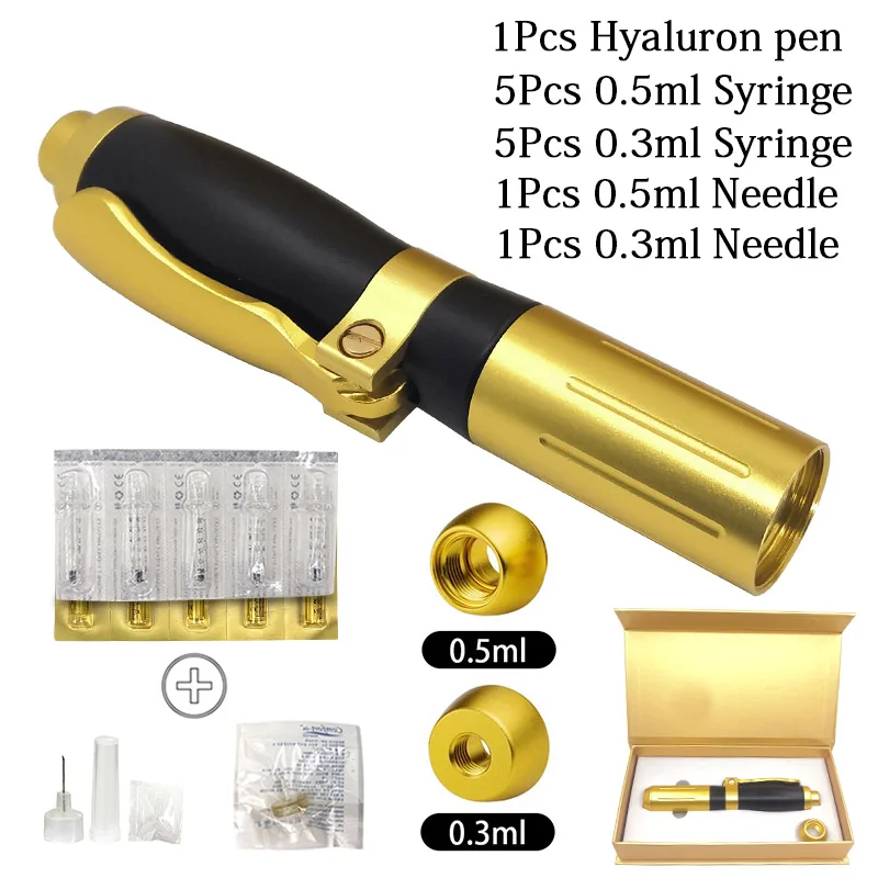 pen and ampoule 2 в 1 гиалуроновая ручка с двумя головками 0,3 мл и 0,5 мл гиалуроническая ручка с гиалуроновой кислотой наполнитель для губ Мезотерапия пистолет без иглы Распылитель ручка - Номер модели: pen and ampoule