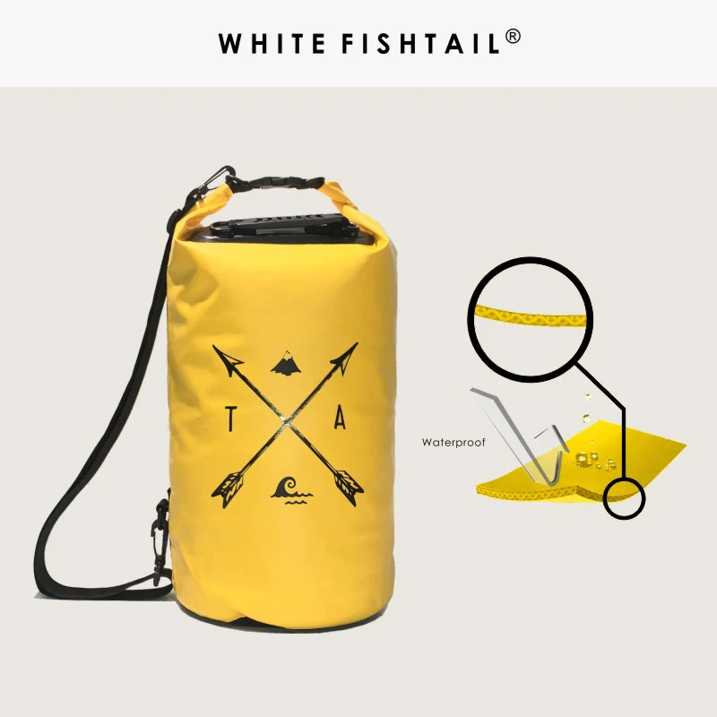 WHITE FISHTAIL 10L 20L Waterproof Dry Bag Pack Sack Ultralight Swimming Rafting Kayaking River PVC Waterproof Rafting Bag