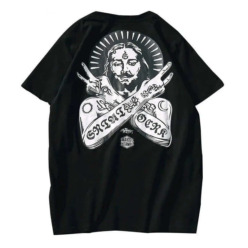 

New Short-sleeved Male Student T-shirt Casual Simple Trend Hip-hop Street Cotton T-shirt Men's Loose Top White Shirt