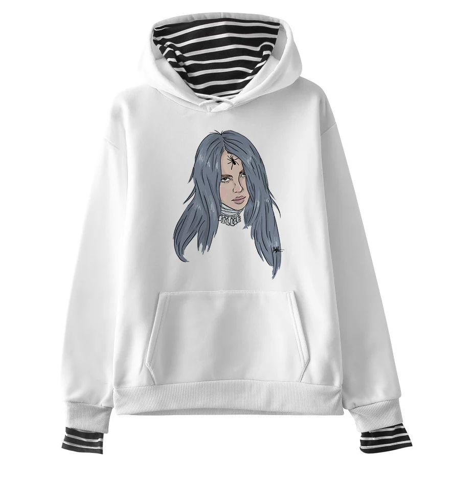 Billie Eilish, негабаритная Женская толстовка, Harajuku, корейский стиль, хип-хоп стиль, Kawaii, 90 s, Женская толстовка с капюшоном, уличная одежда, Ulzzang, толстовки