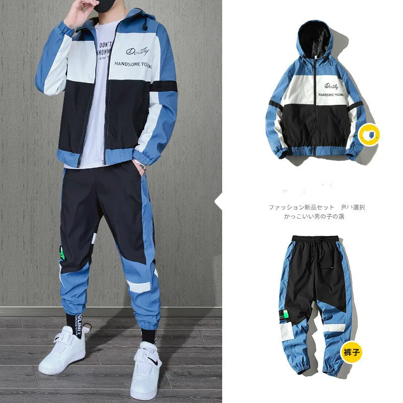 

2020 Autumn Mens Sports Casual Suit Jogging Sportwear Suit Fashion Hoodies Jacket+Pants 2 Piece Set Spring Tracksuit For Men