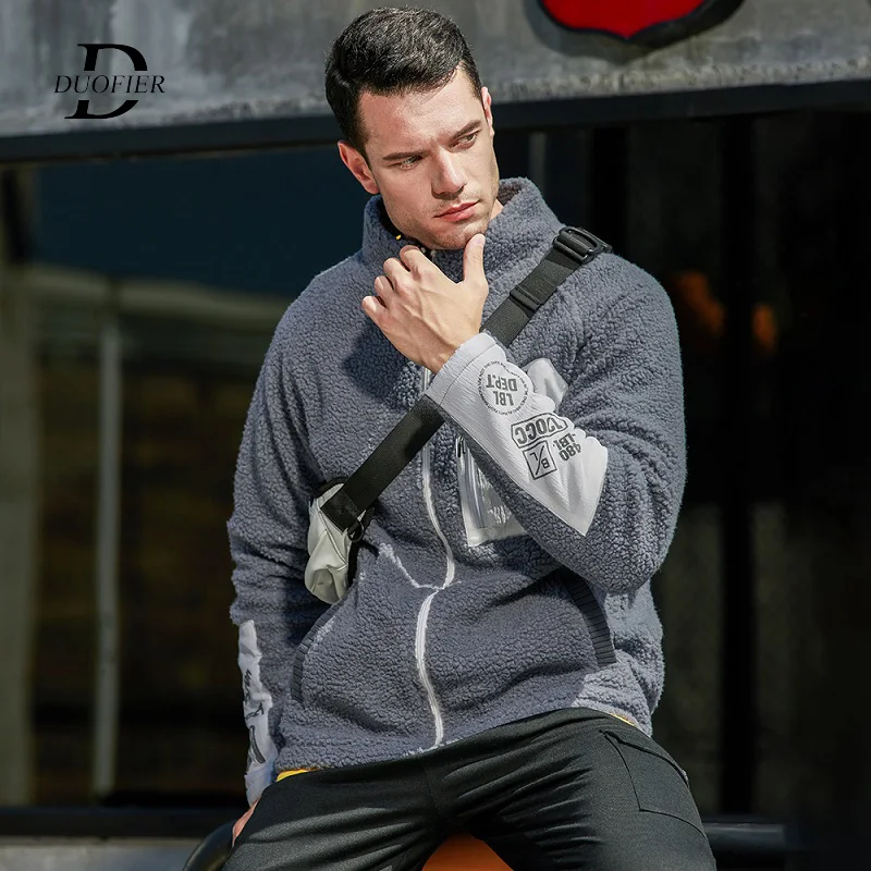 Winter Warm Mens Jackets Lambswool Casual Solid Print 2022 New Trend