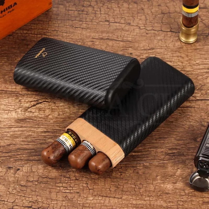 COHIBA чехол для сигар Humidor Cedar Wood для путешествий, Сигара коробка для сигар портативный 3 держатель для сигар трубчатый чехол для Sigar аксессуар W/Подарочная коробка