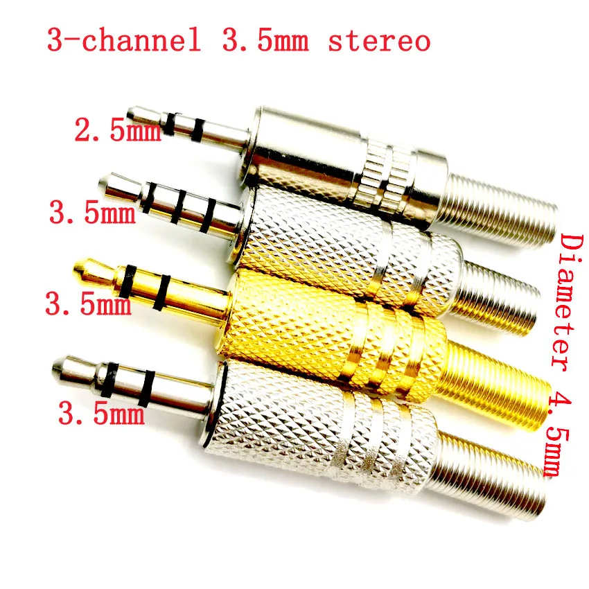 

5 pcs 3.5mm 3-Pole Stereo Metal Plug Connector 3.5 Plug & Jack Adapter With Soldering Wire Terminals 3.5mm Stereo Plug