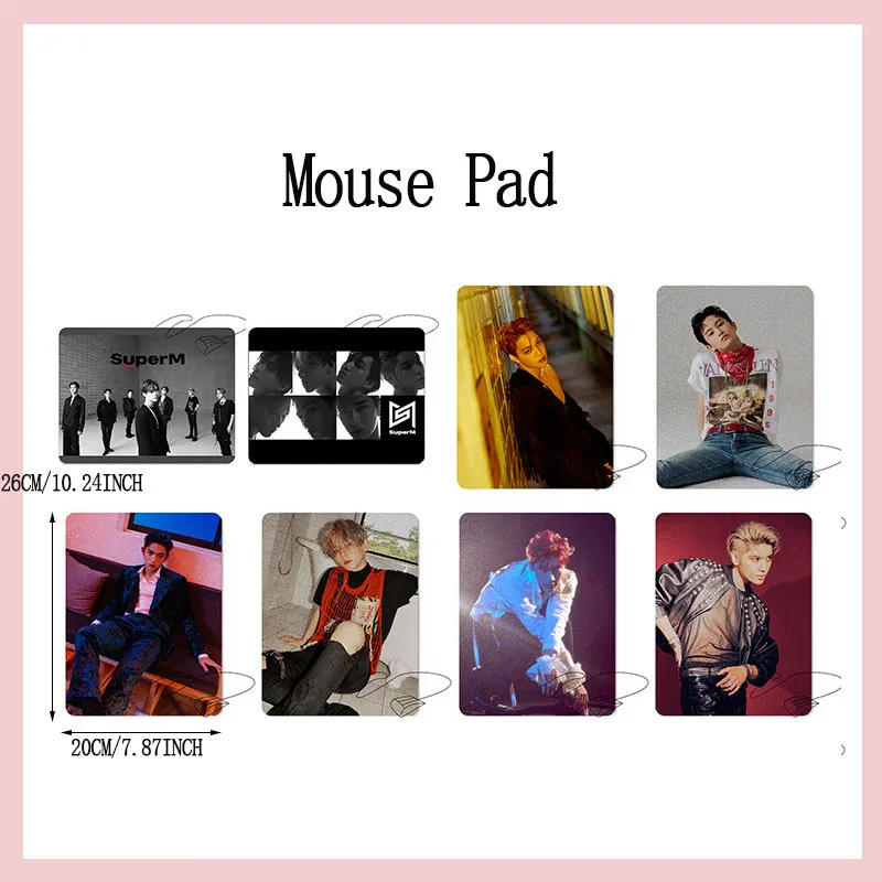 KPOP SuperM игровой Настольный коврик для мыши, Мини альбом Super M KAI LUCAS TAEMIN TAEYONG BAEKHYUN TEN MARK 26*20 см