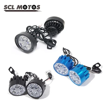 

SCL MOTOS 1Pair LED Motorcycle Headlight Spotlight 12V Lamp Fog Lights Assist Lamp Rearview Mirror Lights Motorbike Accessories