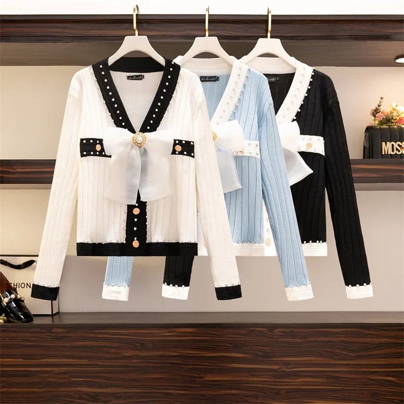 

2021 Fall Striped Knitted Cardigans Knitwear Women Vintage Plus Size 4XL Long Sleeve Sweater Fashion Streetwear Loose Female Top