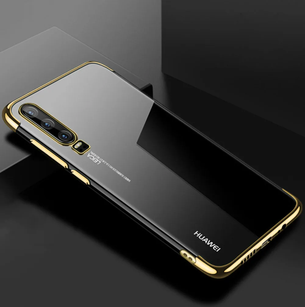 Чехлы с покрытием из ТПУ для huawei P30 Pro Lite P20 P Smart Z Plus Nova 3 3i 5 5i Honor 10 10i 20 мягкий силиконовый прозрачный чехол - Цвет: Gold