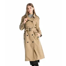 Осенний Повседневный Женский Тренч, однотонный двубортный пиджак, модная офисное пальто с поясом, шикарный дизайнерский длинный Тренч