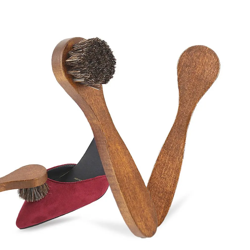 Handle Long Maple Brush Horse Hair Smooth Leather Shoes Special Cleaning Brush Shoes Brush Horse Hair