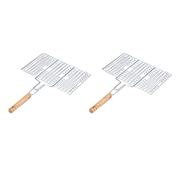 

New 2 Pack BBQ Grilling Basket Nonstick Fish Grilling Basket Grill Mesh Tool for Camping Picnic