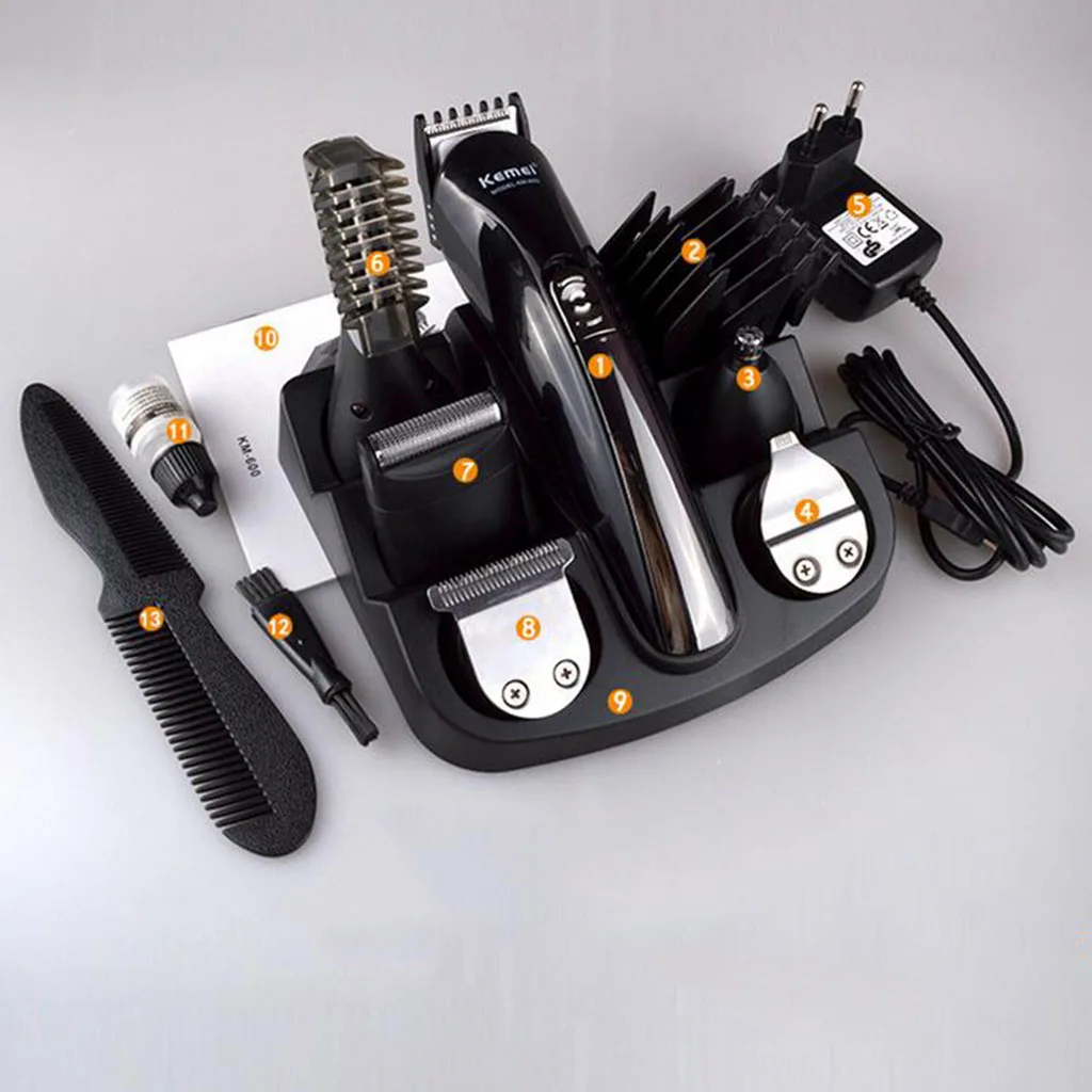 Kemei 11 in 1 Men's Multifunction Electric Hair Clipper Professional Rechargeable Trimmer Hair Cutting Grooming for Men Adult