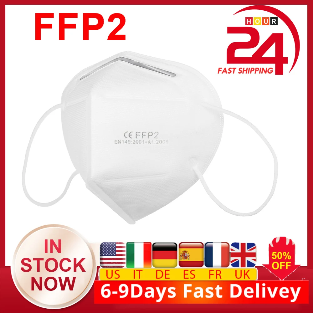 

us stock 20-100Pcs FFP2 Face Masks Dustproof Anti-fog 95% Filtration Mouth Cover Dustproof Face Cover Features as KN95 N95 KF94