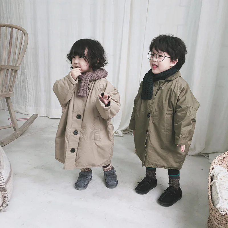 Детская осенне-зимняя одежда с хлопковой подкладкой в Корейском стиле для мальчиков и девочек, детская шелковая хлопковая стеганая куртка