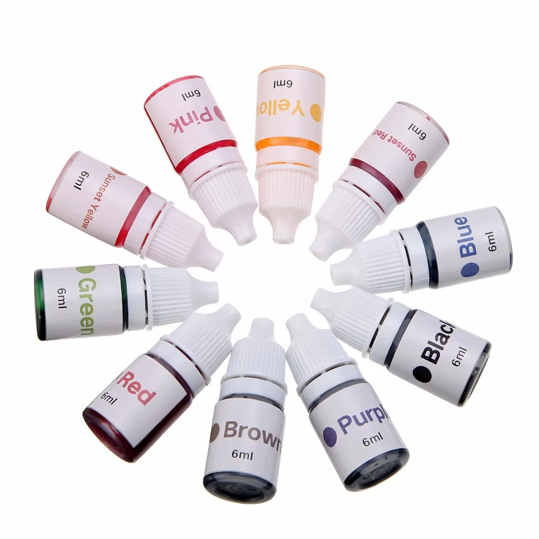 

10 Bottle 6ml Handmade Soap Dye Pigments Base Color Liquid Pigment DIY Manual Soap Colorant Tool Painting Kit