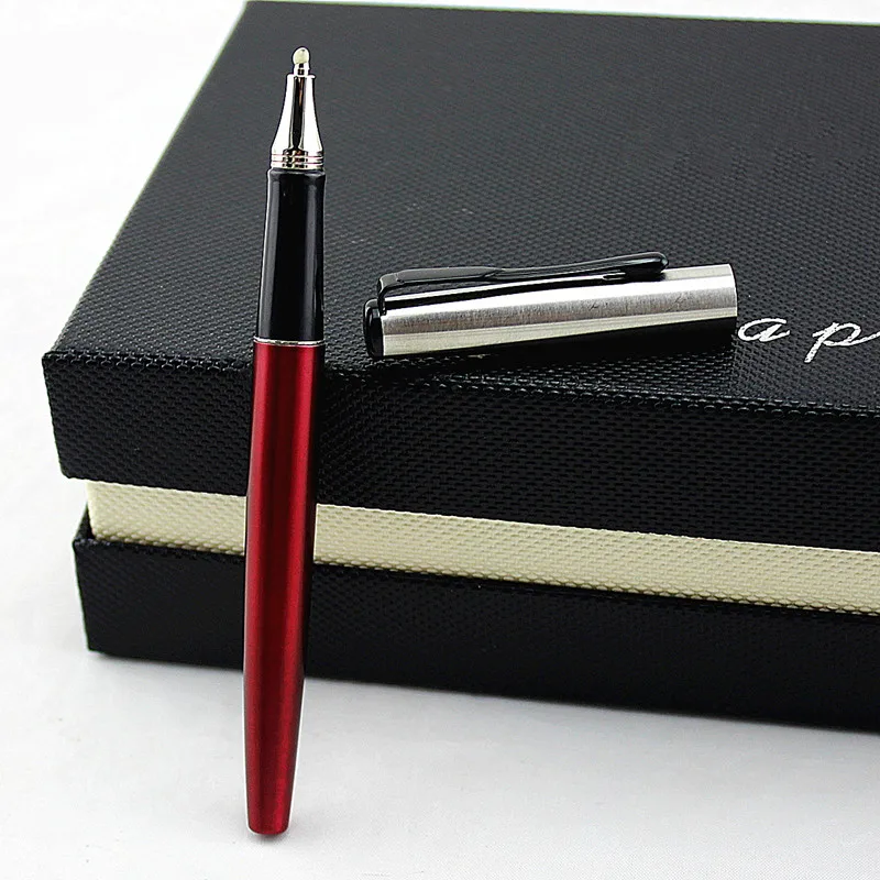 2 шт Роскошные красные и серебряные шариковые ручка высокого качества металлические стальные шариковые ручки с подарочным чехлом офисные