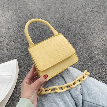 

Fashion Stone Pattern PU Leather Crossbody Bags For Women 2020 Thick Chain Design Lady Shoulder Messenger Handbags Travel Purses