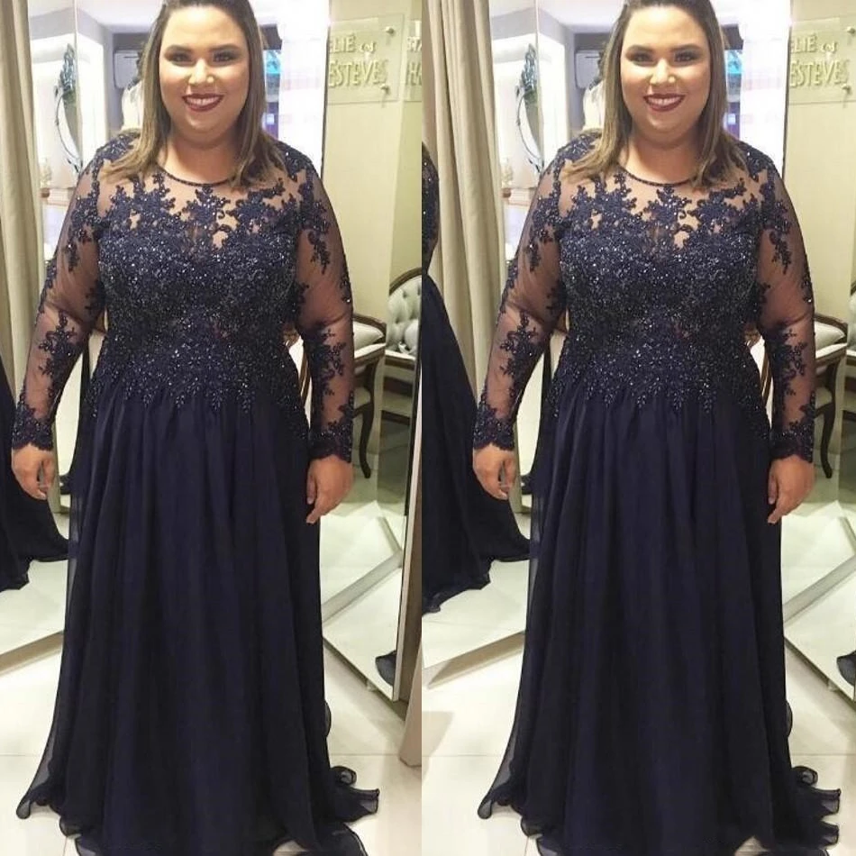2018-navy-blue-plus-size-chiffon-mother-of