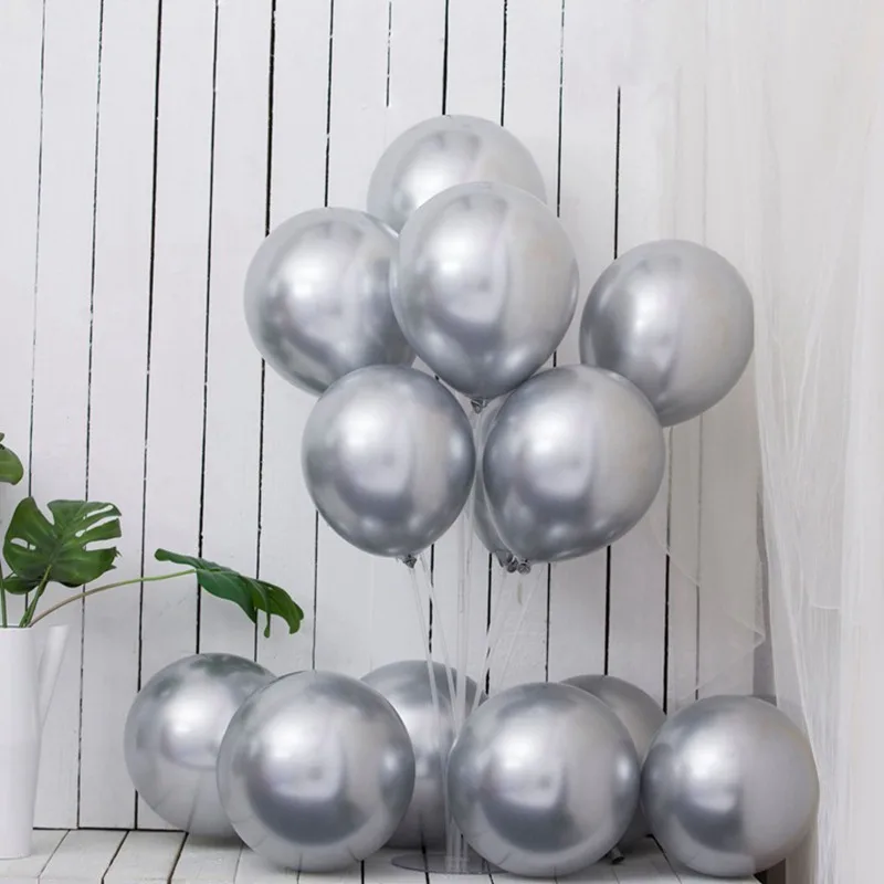 10pcs Silver 10 шт Металлические шары латексные шарики для свадьбы с днем рождения украшения для вечеринки для детей Детские вечерние принадлежности для взрослых - Цвет: 10pcs Silver