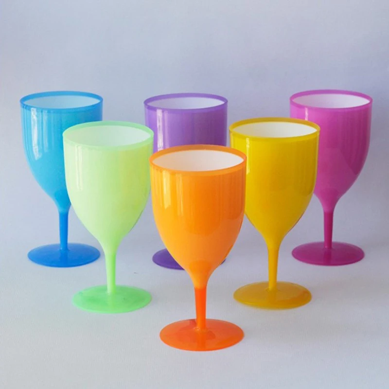 6pcs/set Plastic Wine Glasses Cocktail Champagne Goblet Picnic Bar