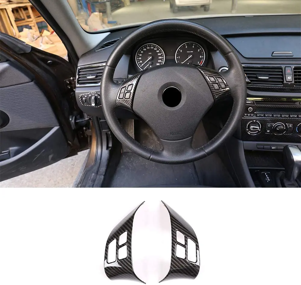 

Carbon Fiber Style Car Steering Wheel Button Frame Sticker For BMW X1 E84 2010-2013 For BMW E90 E92 3 Series 2005-2012
