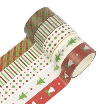 

10 Pcs/Set Cute Stripe Dots Washi Tape Christmas Masking Tape Decorative Adhesive Tape Sticker Scrapbooking DIY Diary Stationery