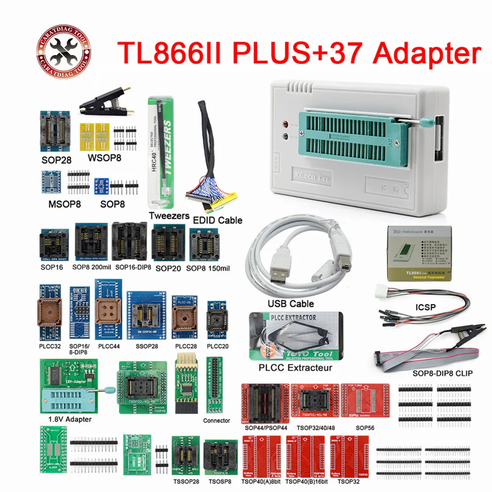 100% оригинальный новейший TL866II Plus Универсальный программатор Minipro + 37 полных