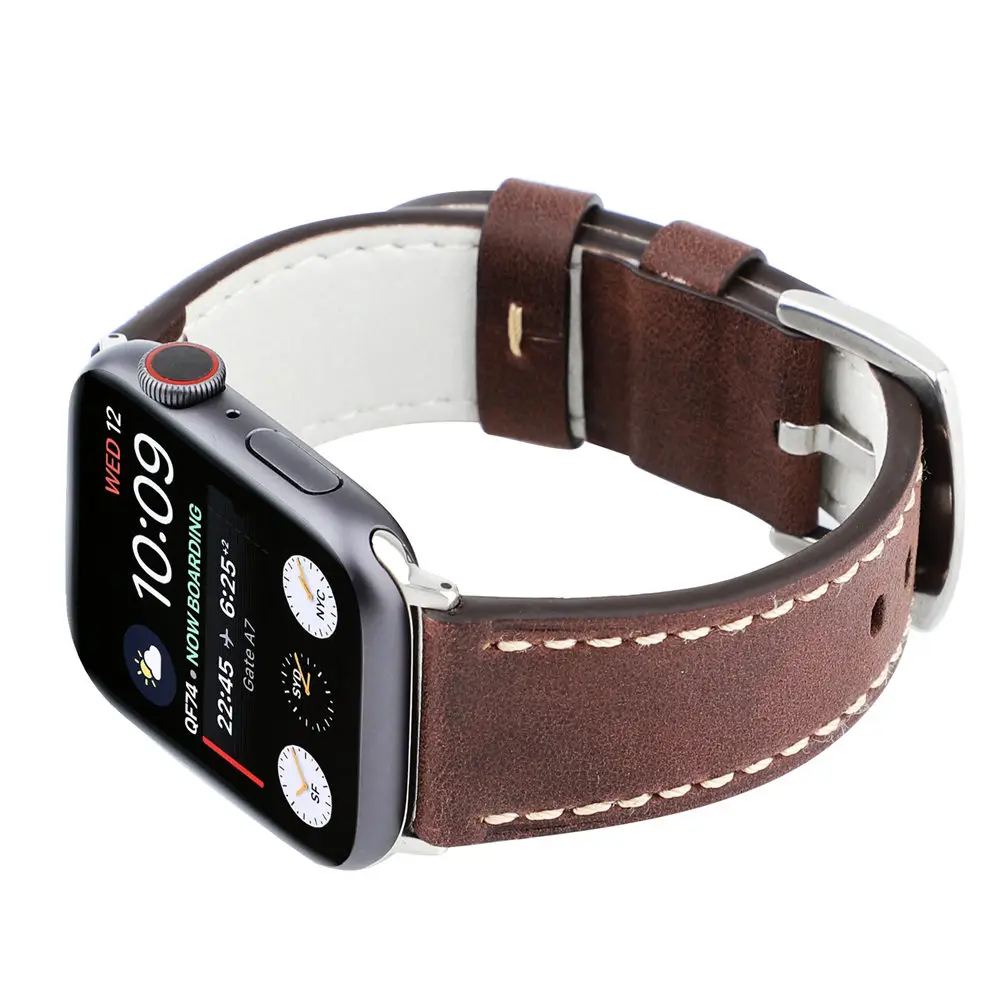 Ремешок из натуральной кожи для часов Apple Watch iWatch Series 5 4 3 2 1 ремешок 44 мм 40 мм 42 мм 38 мм Ремешки для наручных часов в стиле ретро